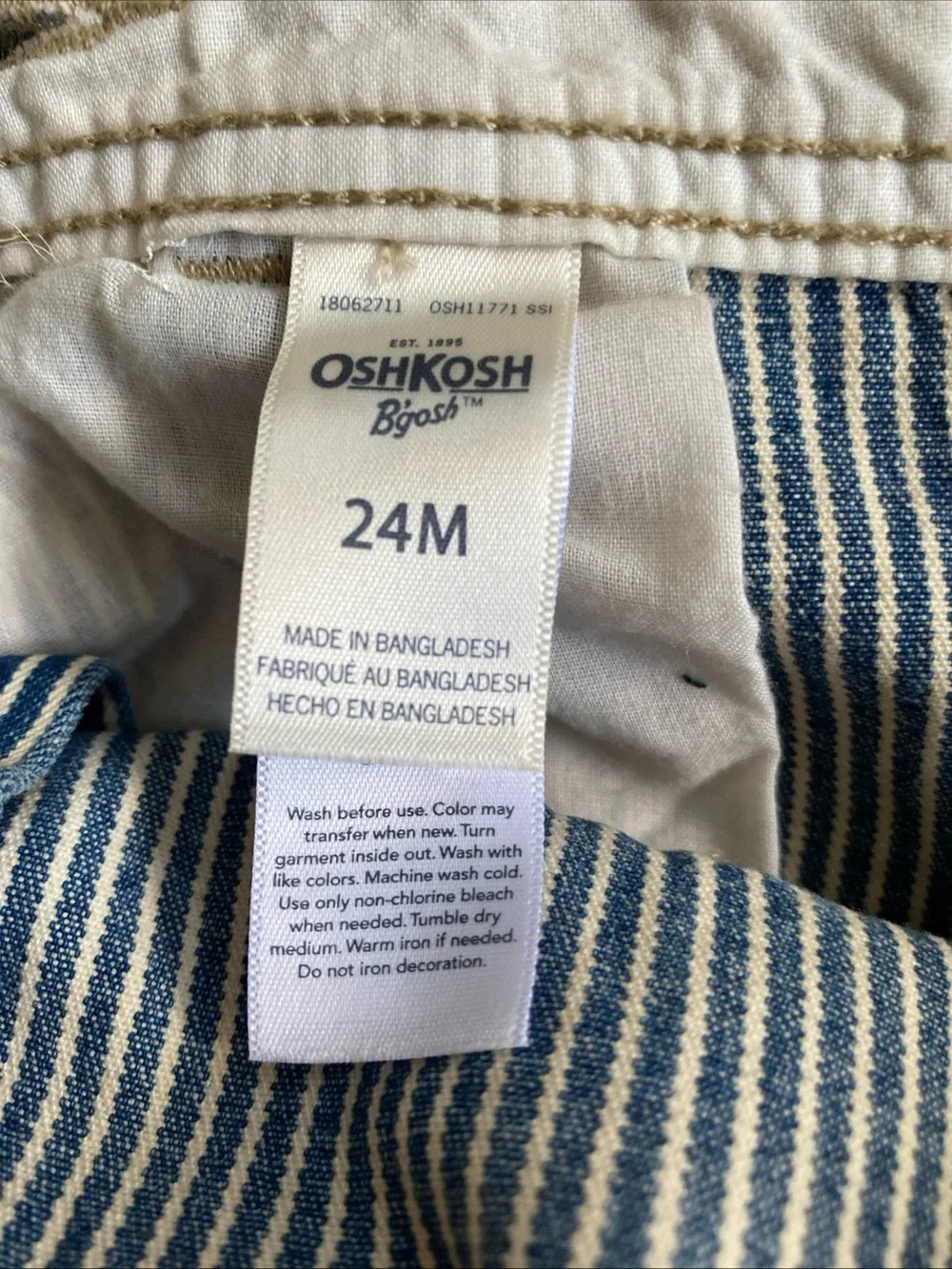 OshKosh B'gosh Blue and White Striped Toddler Overalls